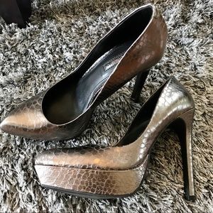 BCBG Metallic Grey Platform Heels